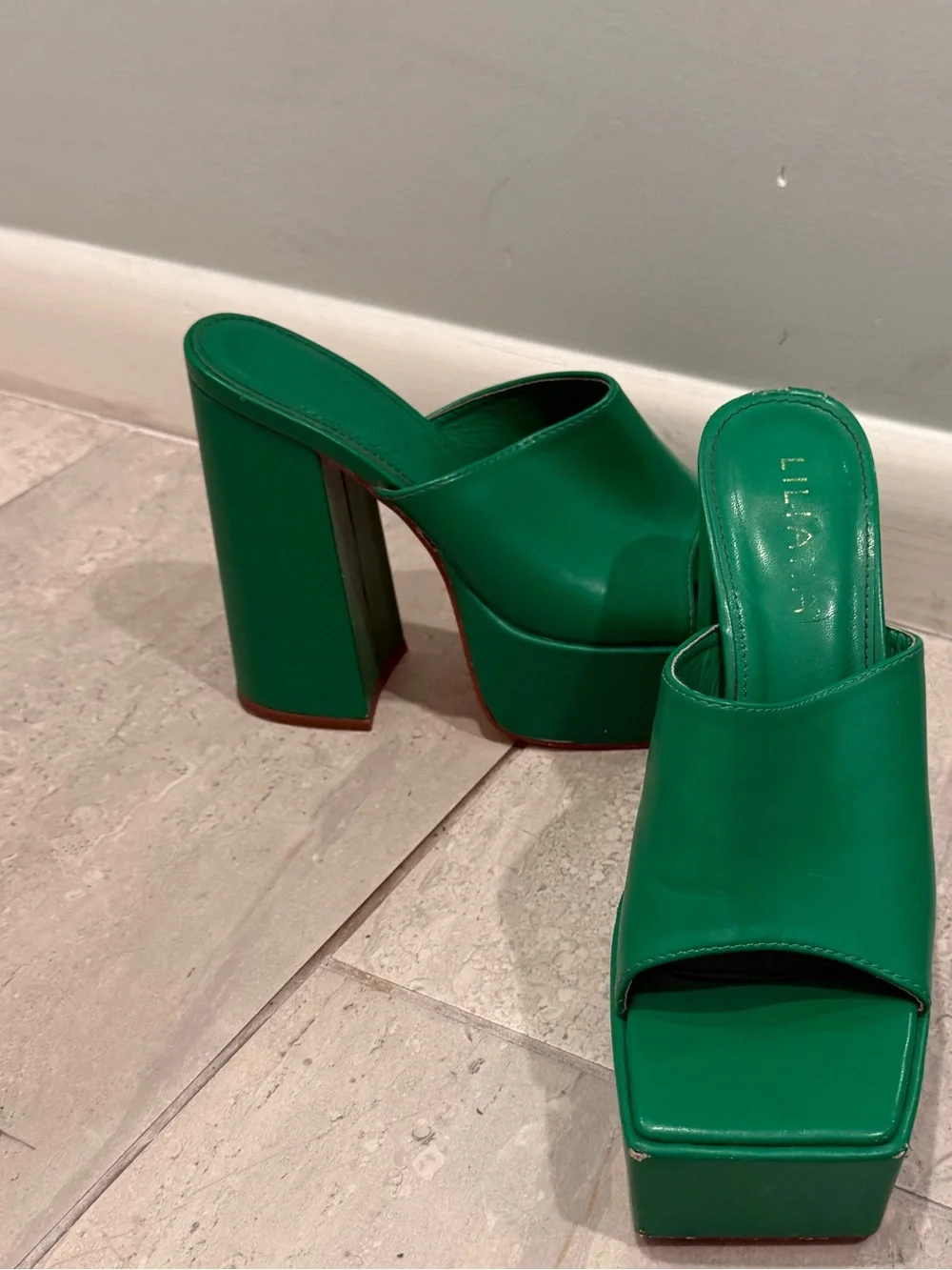 Emerald Green Platform Mule Heels